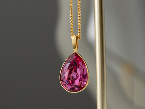 Golden Dark Rose Drop Necklace